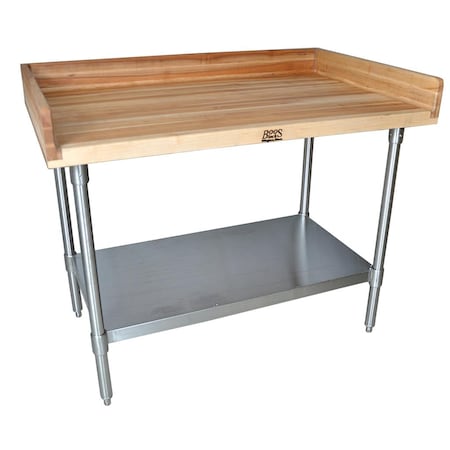 Bk Resources Hard Maple Bakers Top Table W/Galvanized Undershelf, Oil Finish 72X36 MBTG-7236